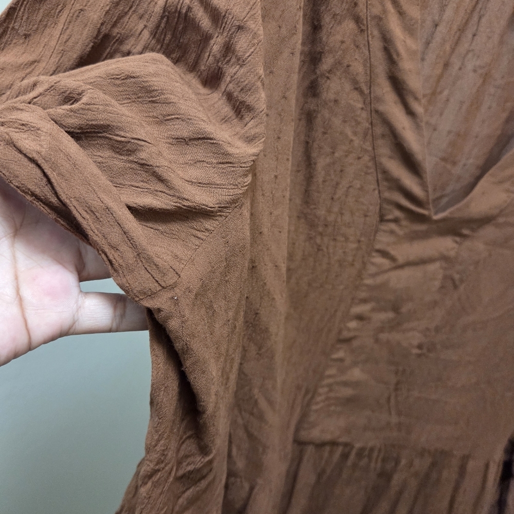 Reitmans Plus Size 100% Viscose Rust Brown V-Neck Peasant Tunic Top Boho - Picture 3 of 9